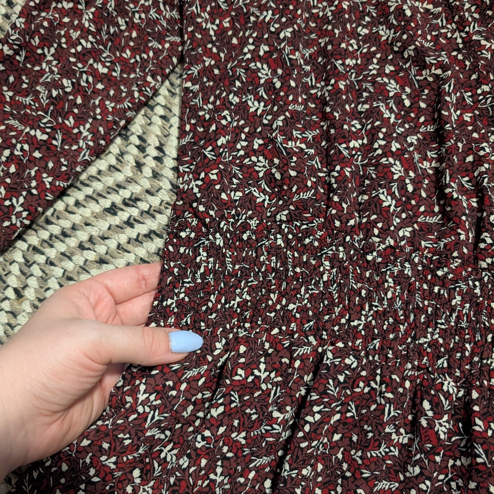 Michael Kors Red Leaf Print Ruffle Dress - Picture 6 of 12